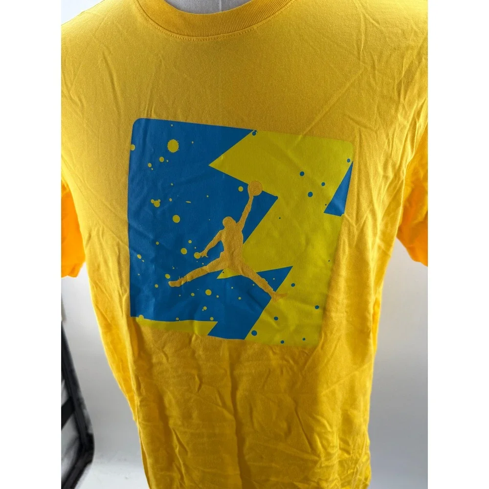 Jordan‎ Mens Jumpman Poolside Tee Shirt Yellow Blue Medium NEW